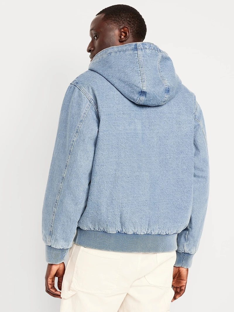 Oversized Denim Zip Hoodie