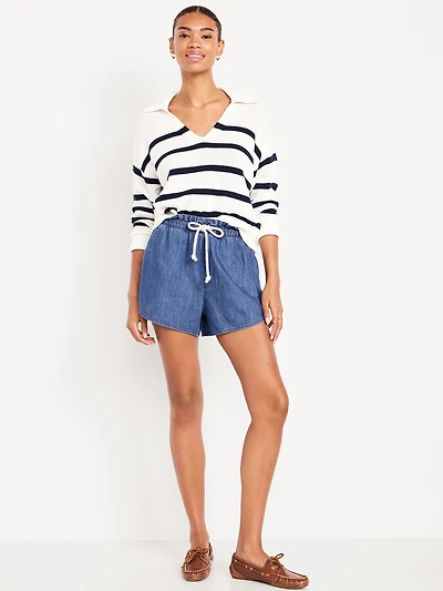 Mid-Rise Jean Volume Shorts