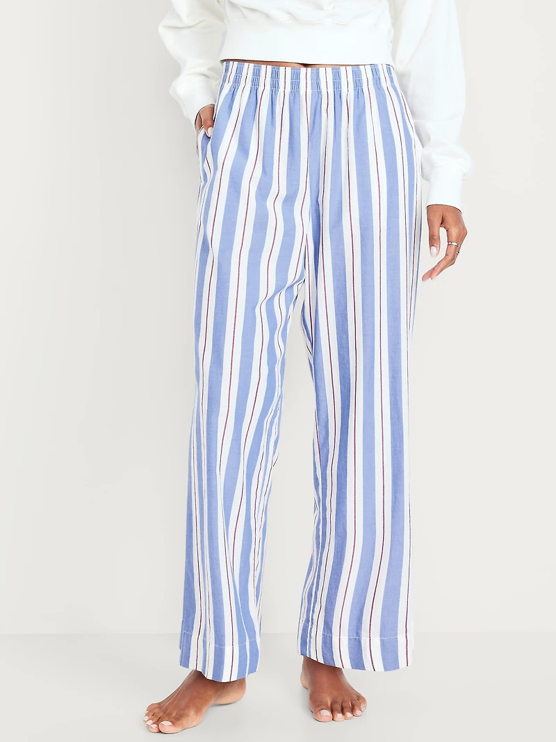 High-Waisted Poplin Pajama Pant