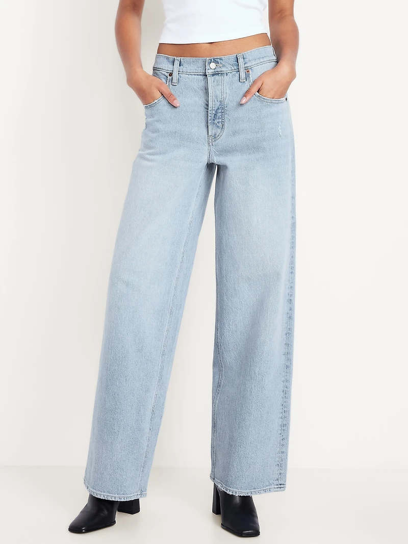 Mid-Rise Slouchy Wide-Leg Jeans