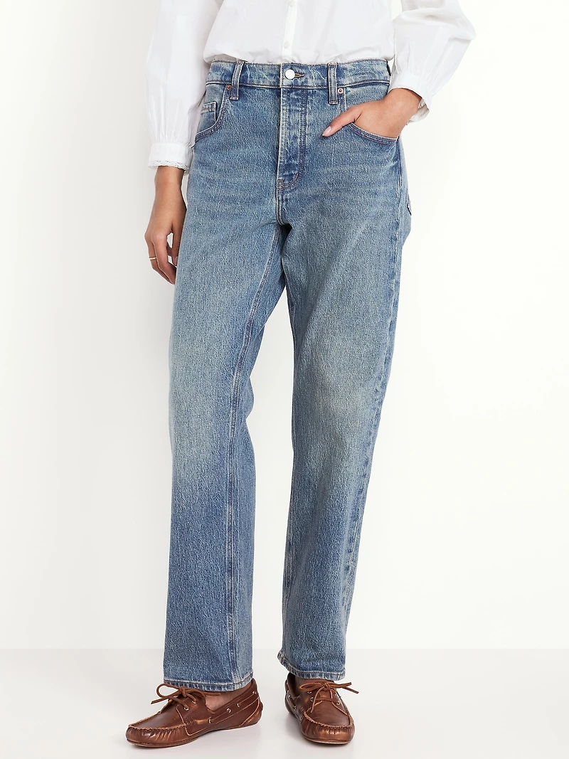 Mid-Rise Slouchy Straight Jeans