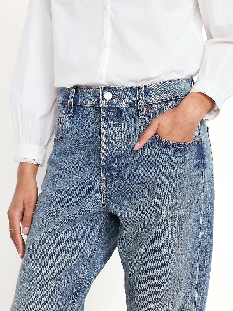 Mid-Rise Slouchy Straight Jeans