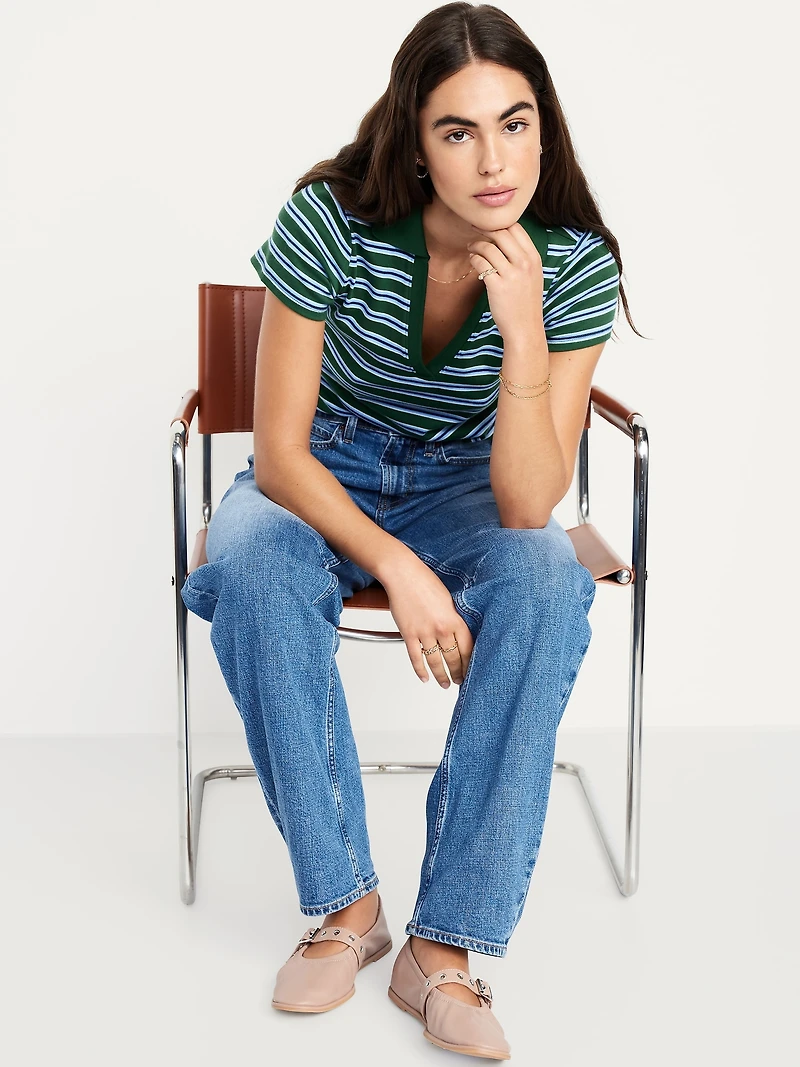 Faux-Leather Mary-Jane Scrunch Ballet Flats