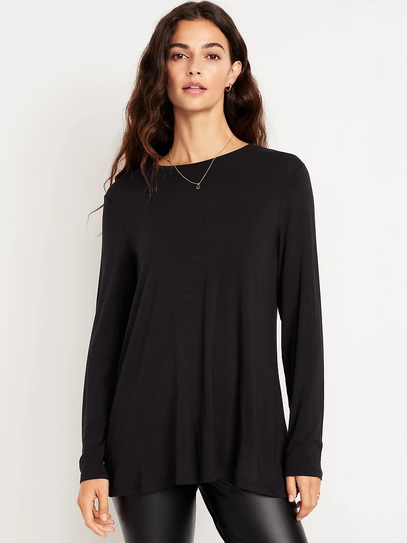 Luxe Long-Sleeve Crew-Neck Tunic