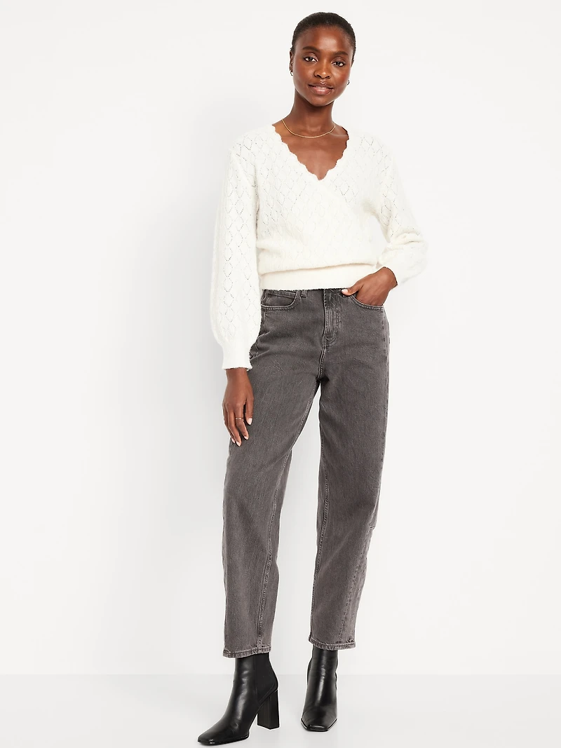 High-Waisted Barrel Ankle Jeans