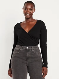 Long-Sleeve Wrap-Front Top