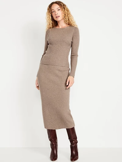 SoSoft Ribbed Midi Sweater Skirt
