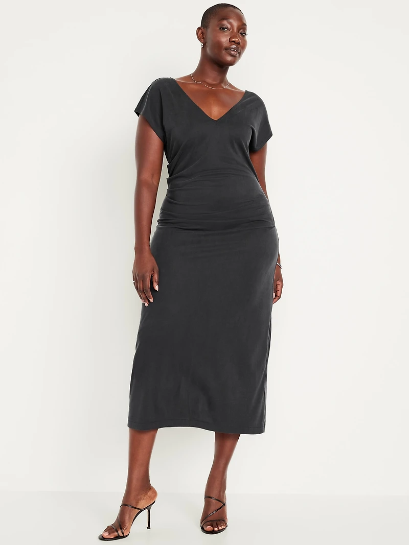 Fit & Flare Ruched Midi Dress