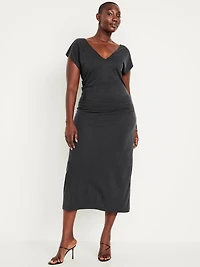 Fit & Flare Ruched Midi Dress
