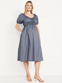 Robe mi-longue à manches bouffantes de maternité