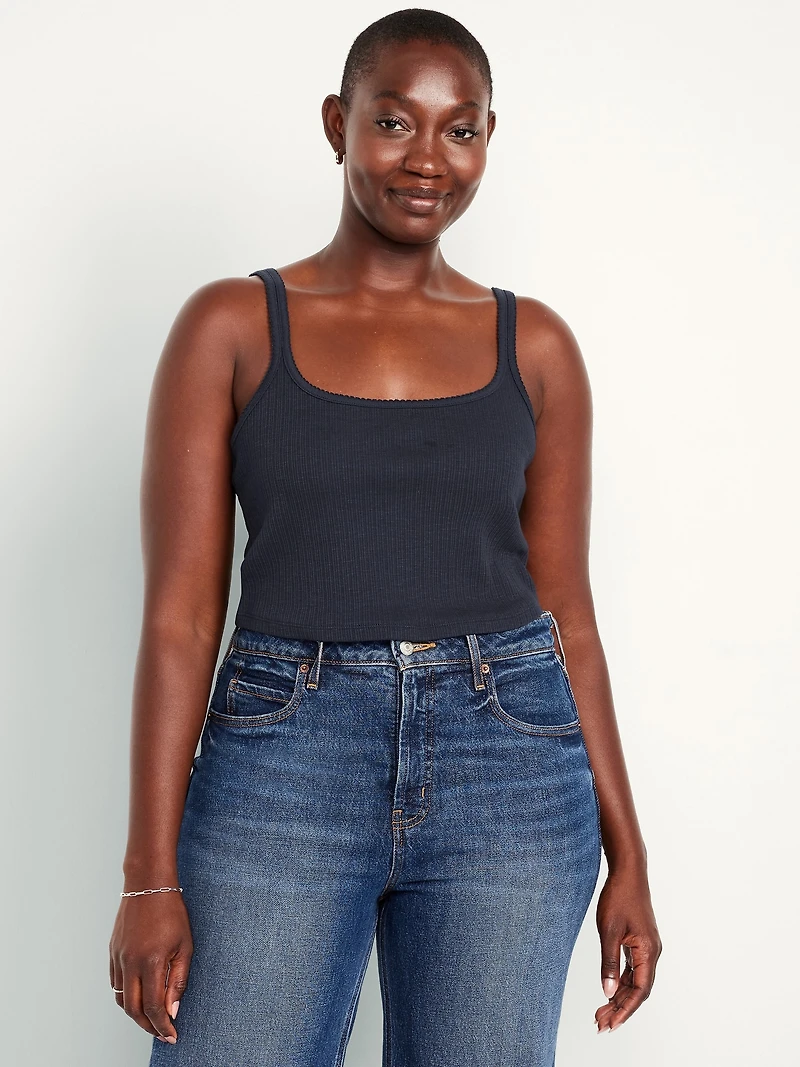 Cropped Pointelle Cami Top