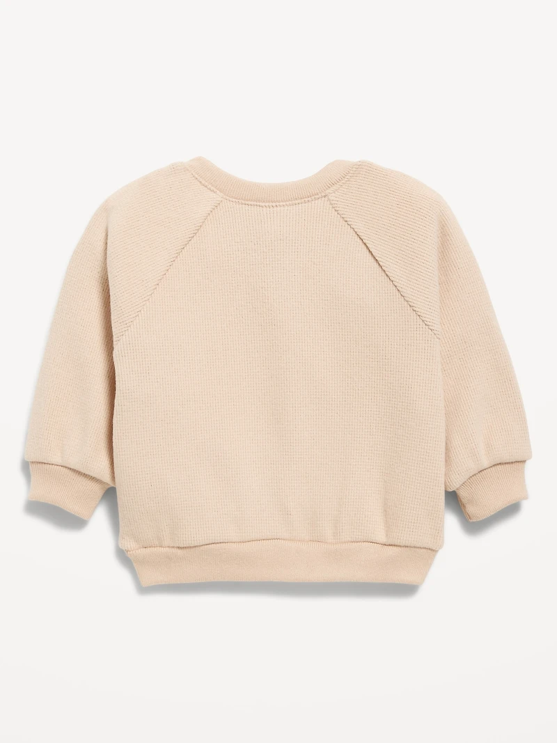 Long-Sleeve Henley Waffle-Knit Sweatshirt for Baby