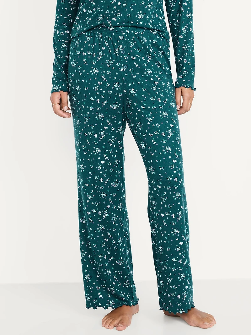 High-Waisted Cozy Rib Pajama Pants