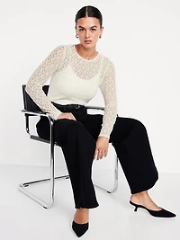 Long-Sleeve Lace Crew-Neck Top
