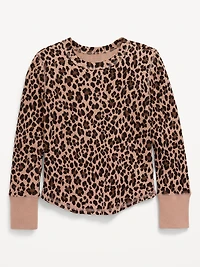 Printed Long-Sleeve Thermal-Knit T-Shirt for Girls