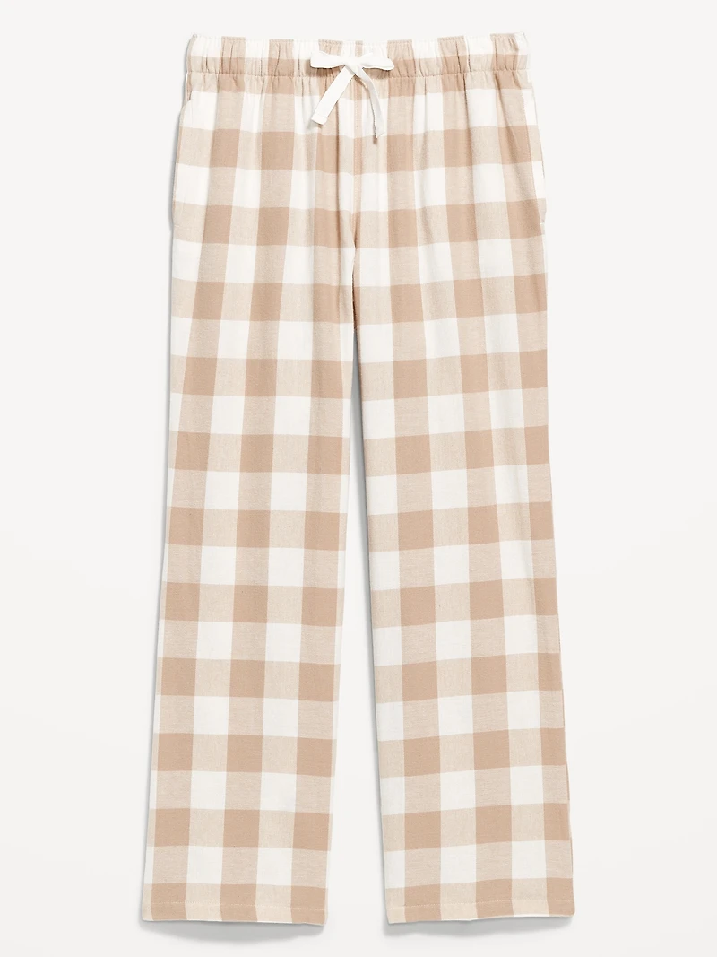 Mid-Rise Plaid Flannel Pajama Pants for Women