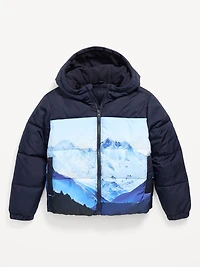 Water-Resistant Graphic Puffer Jacket for Boys