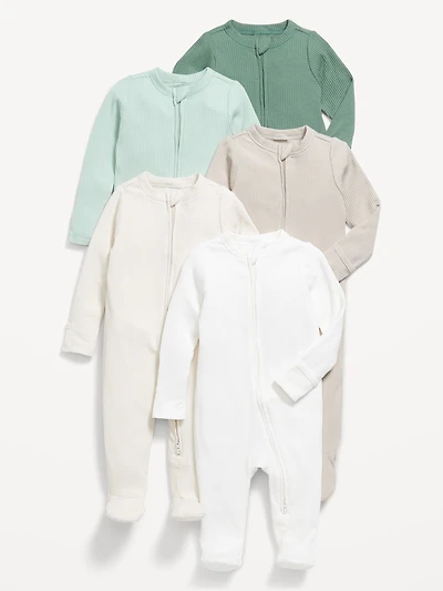 2-Way-Zip Sleep & Play Footed One-Piece 5-Pack for Baby