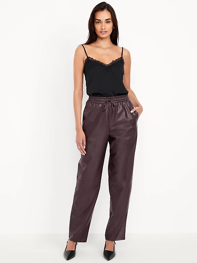 High-Waisted Billie Faux-Leather Ankle Trouser