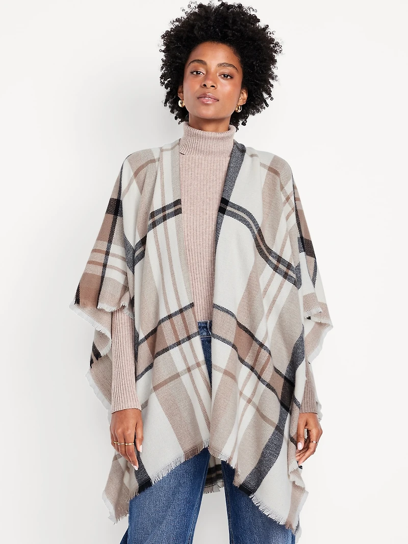 Flannel Fringe Poncho