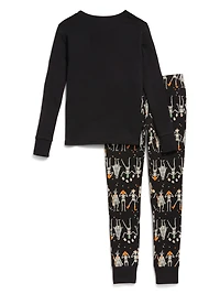 Gender-Neutral Snug-Fit Graphic Pajama Set for Kids