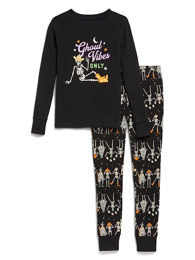 Gender-Neutral Snug-Fit Graphic Pajama Set for Kids