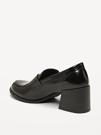 Faux-Leather Heeled Loafers for Women