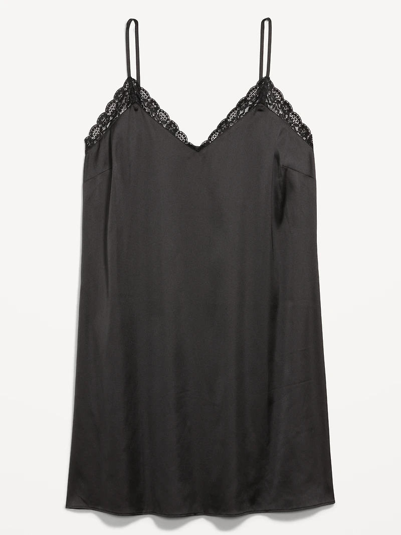 Lace-Trim Satin Nightgown
