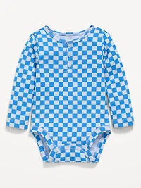 Printed Long-Sleeve Henley Bodysuit for Baby