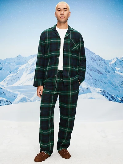 Plaid Flannel Pajama Set for Men