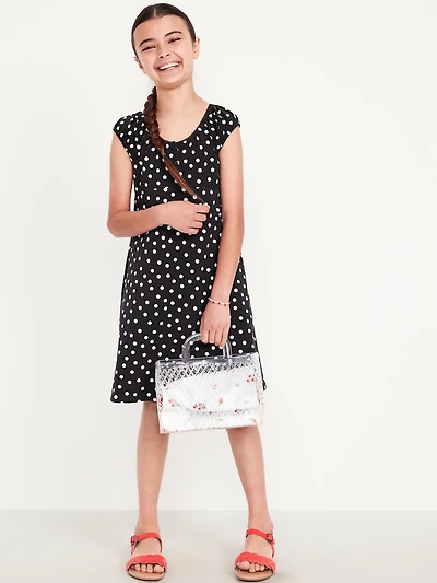 Printed Short-Sleeve Henley Dress for Girls