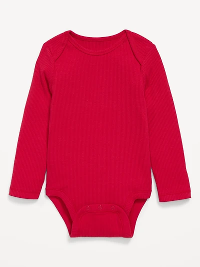 Long-Sleeve Ribbed Unisex Bodysuit for Baby