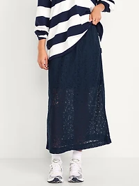 High-Waisted Lace Midi Skirt