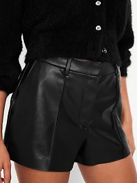 High-Waisted Faux-Leather Shorts -- 3-inch inseam