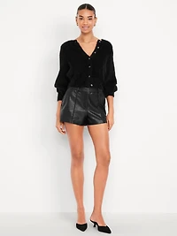 High-Waisted Faux-Leather Shorts -- 3-inch inseam