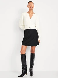 High-Waisted Crepe Mini Skirt