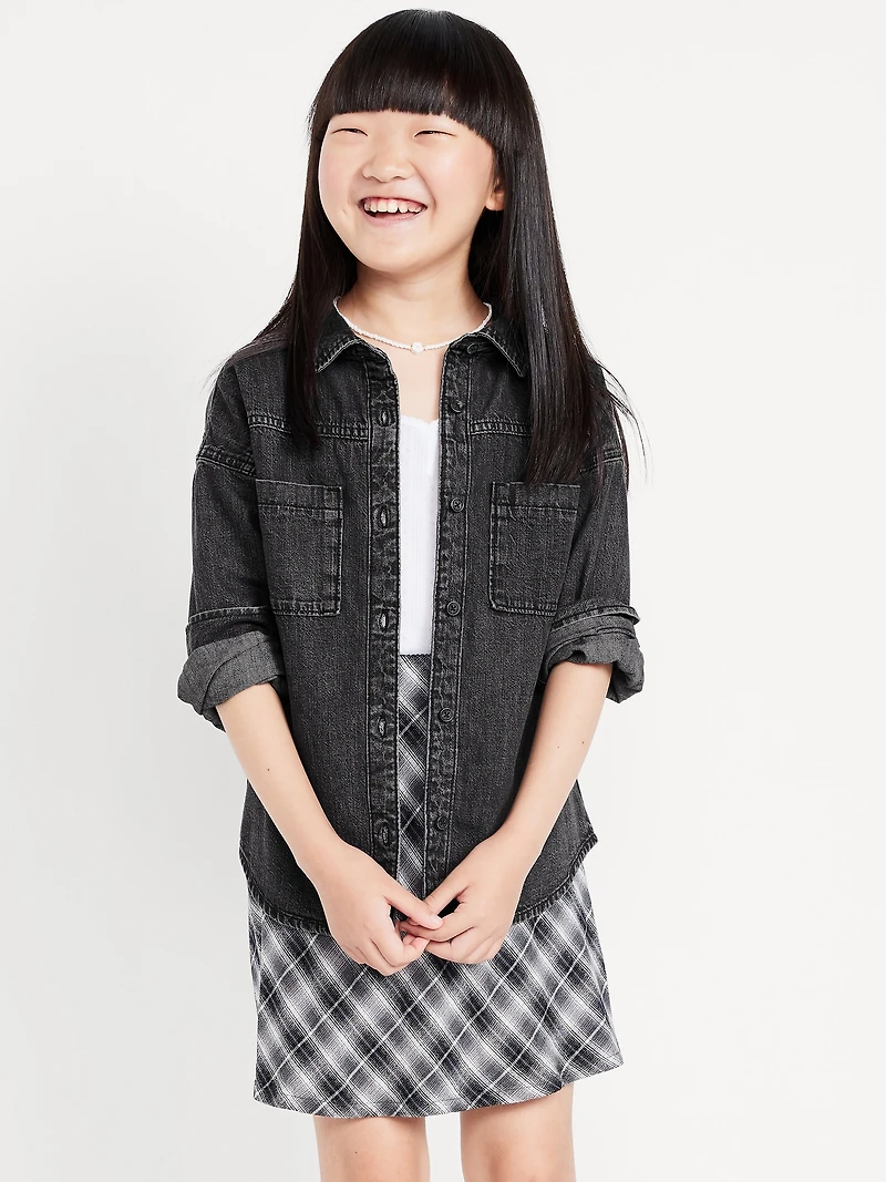 Oversized Pocket Jean Top for Girls