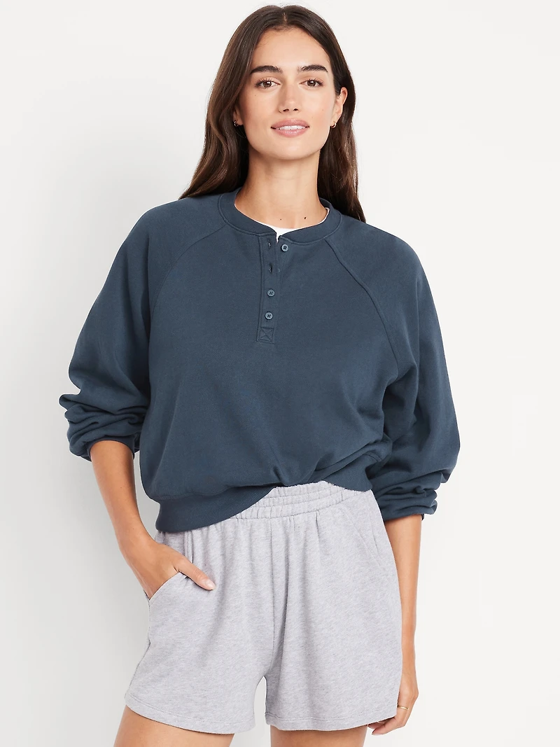 SoComfy Oversized Button-Front Sweatshirt