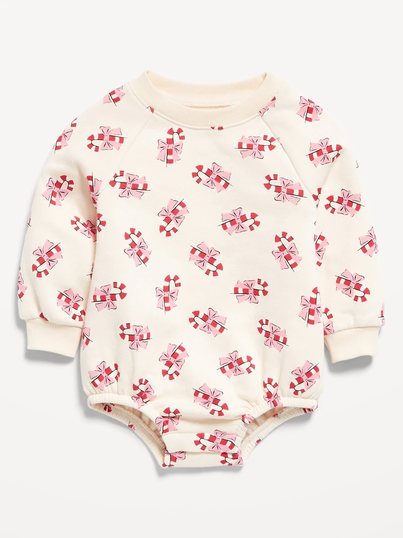 Printed Long-Sleeve Fleece One-Piece Romper for Baby