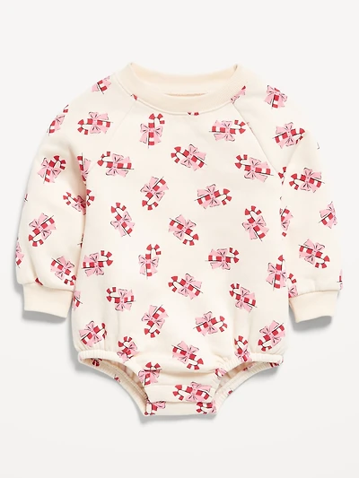 Printed Long-Sleeve Fleece One-Piece Romper for Baby