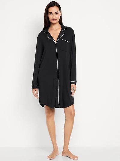 Long-Sleeve Knit Sleep Shirt