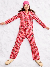 Printed Flannel Pajama Pant Set for Women
