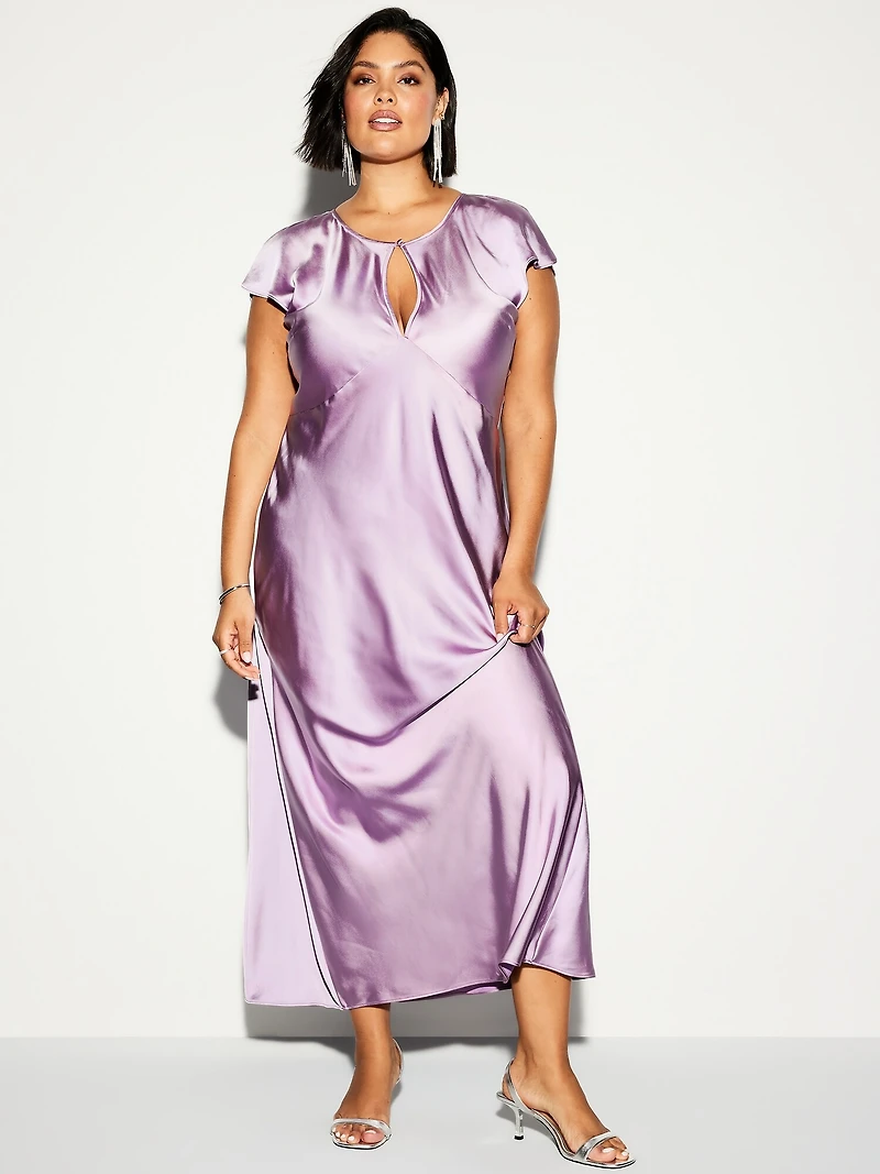 The Occasion by Old Navy Flutter-Sleeve Keyhole Satin Maxi Dress