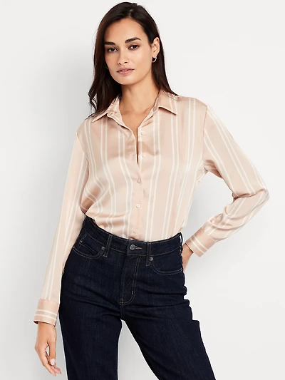 Satin Button-Down Shirt
