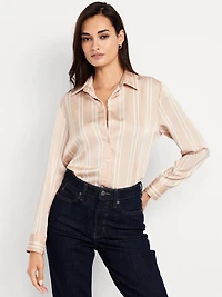Satin Button-Down Shirt