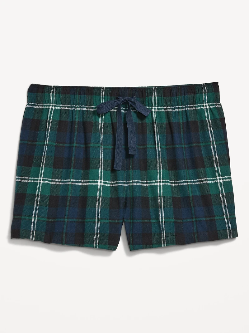 Plaid Flannel Pajama Boxer Shorts Women