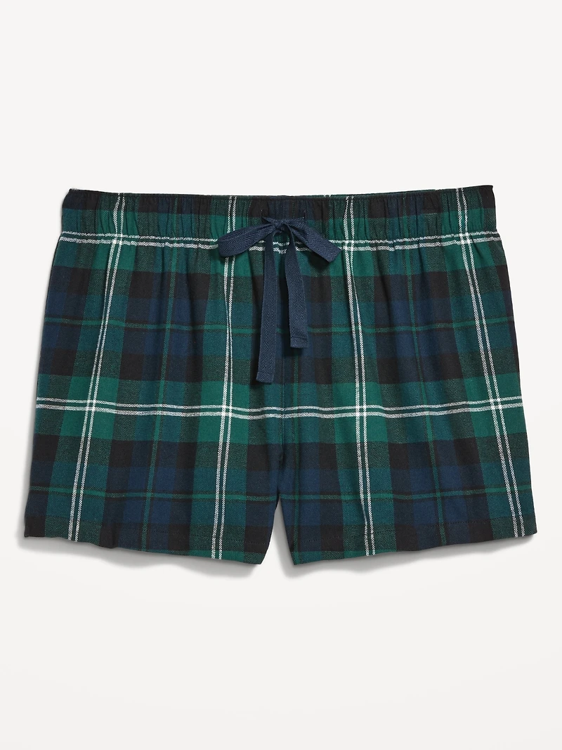 Plaid Flannel Pajama Boxer Shorts Women