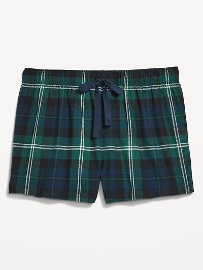 Plaid Flannel Pajama Boxer Shorts Women