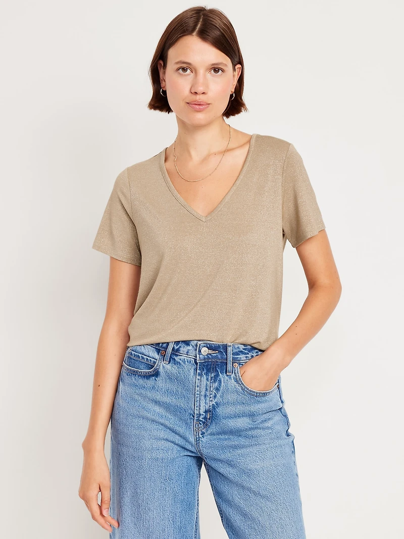 Luxe V-Neck Shine T-Shirt