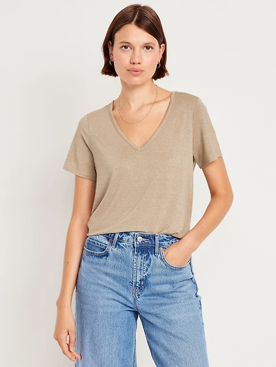 Luxe V-Neck Shine T-Shirt